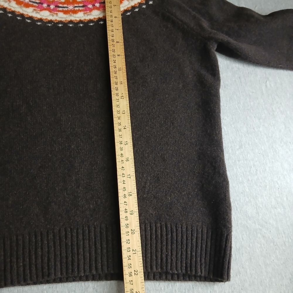 J Crew Sweater Womens Large Lambs Wool Fair Isle Crew Neck Boho Cozy Western - Picture 6 of 11